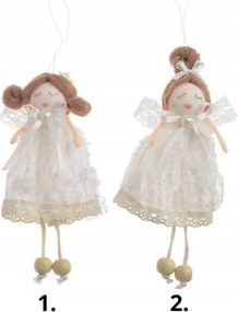 Karácsonyfadísz Lány csipkés ruha fehér 13 cm