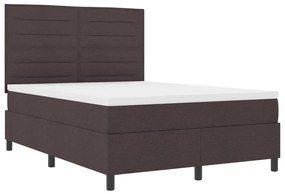 Rugós ágy matraccal és LED világítással, sötét barna - 140 x 190 cm szövet