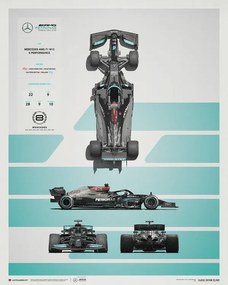 Művészeti nyomat Mercedes-AMG Petronas F1 Team - W12 - Blueprint - 2021, Automobilist