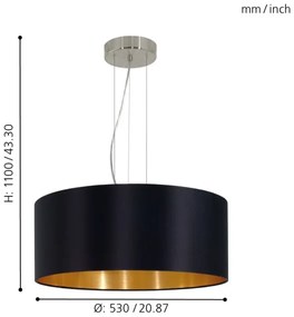 Eglo 31605 - MASERLO 3xE27/60W/230V mennyezeti lámpa kábellel