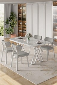 Axton étkezőgarnitúra, fehér-szürke, 168 cm – TR240CHR2698