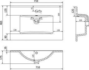 Mexen ATENA MOSÓ, 70 CM, FEHÉR, 25017000
