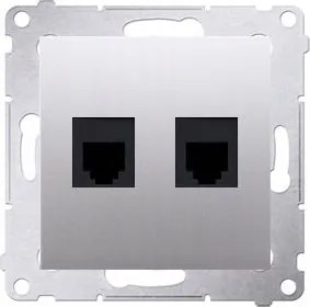 Aljzat Tel 2XRJ12 Ezüst Matt DT2.01/43 Simon 54