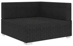 vidaXL 1 db fekete polyrattan moduláris sarokfotel párnákkal