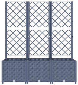 sötétszürke PP rácsos kerti ültetőláda 120 x 40 x 136 cm