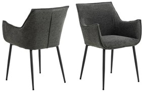 Sötétszürke kárpitozott étkezőfotel Bonita – Actona