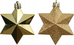 12 db-os karácsonyfadísz szett műanyag csillag arany 9x12,3cm gömbök