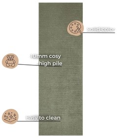 Supersoft sötétzöld szőnyeg, 80 x 250 cm - Mint Rugs