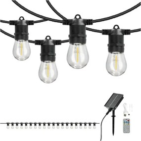 LED dimmelhető napelemes fényfüzér STARLIGHT NEO 20xE27/3,7V 2700K IP54 1200 mAh 11,5m + távirányító