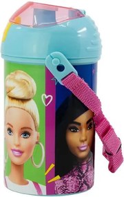 Barbie Happy Thoughts műanyag szívószálas kulacs akasztóval 450 ml