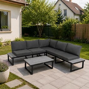 Furnigo Kerti fém szett Malaga - fekete/antracit párnák