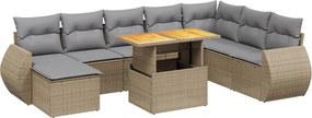 vidaXL 9 részes bézs polyrattan kerti ülőgarnitúra párnákkal