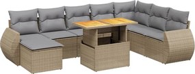 vidaXL 9 részes bézs polyrattan kerti ülőgarnitúra párnákkal