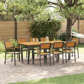 Kert étkező szett 9 pcs Fekete és barna 200 x 90 x 75 cm