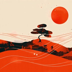 Poszter 20x20cm Piros sivatagi tájképek