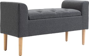HOMCOM Kárpitozott Tároló Ottoman Pad Karfával, Tároló Pad Hálószobába, Előszobába, Nappaliba, 130 Kg-ig, Méretek: 116 x 44 x 58 cm (Sötétszürke) | Ao