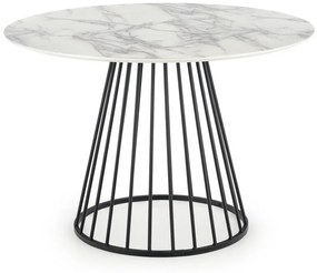 Asztal Houston 1430Fehér márvány, Fekete, 75cm, Közepes sűrűségű farostlemez, Fém