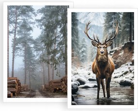 2 db-os kép szett 50x70 Téli Poszter Karácsonyi Tél Szarvas P2336