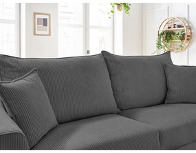 Szürke kordbársony kinyitható kanapé 225 cm Augustin – Bobochic Paris