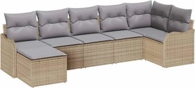 vidaXL Kerti Kanapé Szett 7 pcs Bézs polirattan