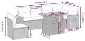 7 részes bézs polyrattan kerti ülőgarnitúra párnákkal