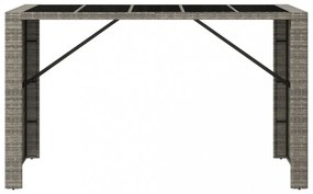 szürke polyrattan üveglapos kerti asztal 185 x 80 x 110 cm