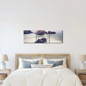 Sziklák a ködben képe (órával) (90x30 cm)