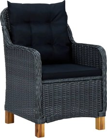 vidaXL 2 db sötétszürke polyrattan kerti szék párnával