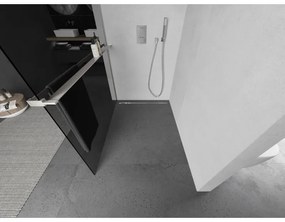 Mexen Kioto+, Walk-In zuhanyparaván polccal és akasztóval 80 x 200 cm, 8mm szürke üveg, csiszolt acél profil, 800-080-121-97-40
