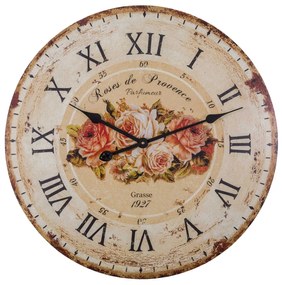 Nagyméretű Vintage Antikolt falióra rózsás 60 cm