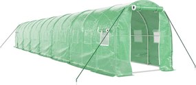 vidaXL zöld acélvázas melegház 28 m² 14 x 2 x 2 m
