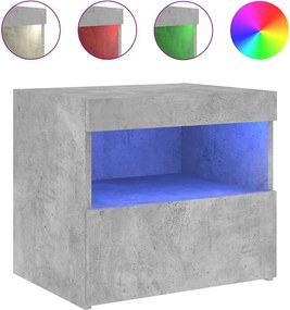 vidaXL betonszürke éjjeliszekrény LED-világítással 50 x 40 x 45 cm