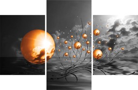 Narancssárga absztrakt gömbök képe (90x60 cm)