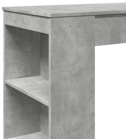 betonszürke szerelt fa tárolórekeszes bárasztal 95x47x103,5 cm