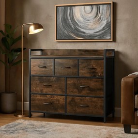 Komoda z Szufladami HUDSON 98 cm Dąb Rustykalny/Czarny