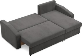 Zeus sarokkanapé, 1 ágyneműtartóval, döntött kartámasz, szövet anyag, univerzális oldal, bonell töltet, szürke