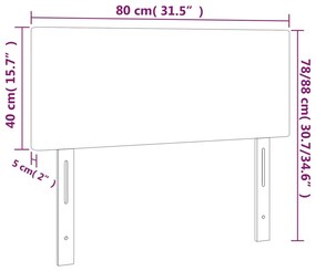 világosszürke bársony LED-es fejtámla 80 x 5 x 78/88 cm