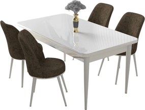 Nil étkezőgarnitúra, fehér-barna, 110 cm
