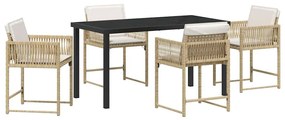 vidaXL Kert étkező szett 5 pcs Bézs polirattan