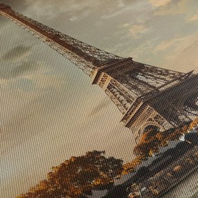 Kép - Eiffel-torony, Párizs, Franciaország (órával) (90x30 cm)