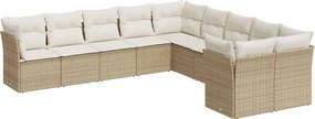 vidaXL 10 részes bézs polyrattan kerti ülőgarnitúra párnával