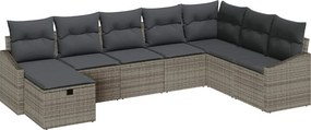 vidaXL Kerti Kanapé Szett párnával 8 pcs Szürke Poli rattan