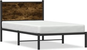 vidaXL füstös tölgy színű fém ágykeret matrac nélkül 100 x 190 cm