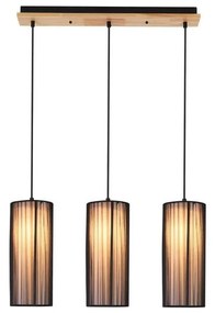 KIOTO zsinóros csillár 3xE27/40W/230V fekete/bükk