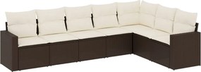 vidaXL 7 részes barna polyrattan kerti ülőgarnitúra párnákkal