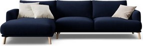 Sötétkék bársony sarokkanapé (bal oldali-heverő résszel) Naomi – Micadoni