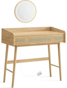 Fésülködőasztal tükörrel és világítással bézs színben