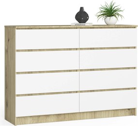 Komód szekrény K140 8 fiókos artisan-fehér Akd