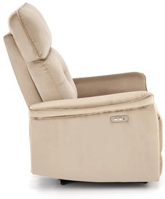 SEMIR bézs karosszék elektromos dönthető funkcióval / USB csatlakozóval