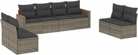 vidaXL 8 részes szürke polyrattan kerti ülőgarnitúra párnákkal